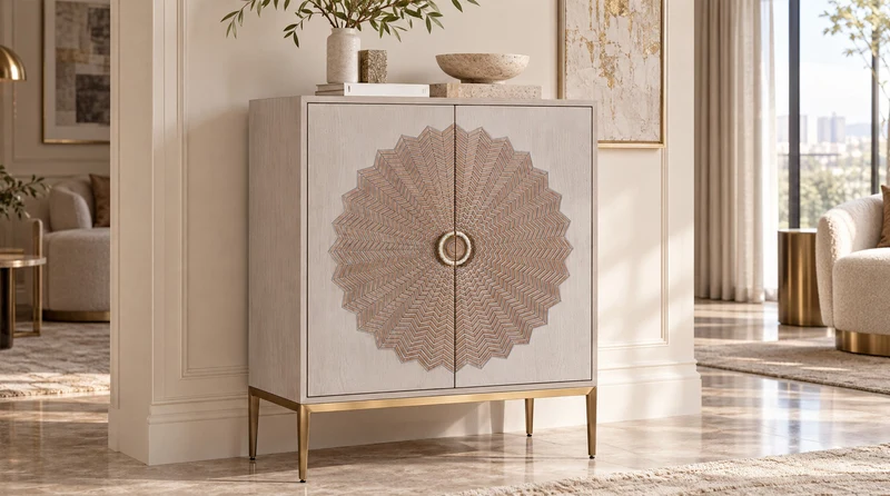 KAWOLA Highboard LUCIA 2 Türen Eiche weiß