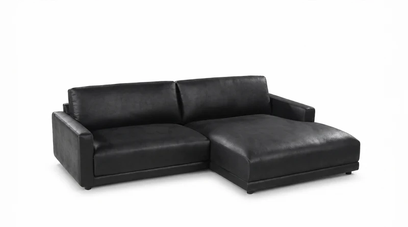 KAWOLA Sofa MARLIN Ecksofa Lederfaserstoff schwarz