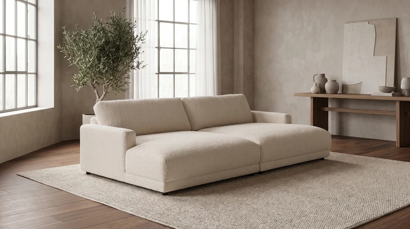 KAWOLA Big Sofa MARLIN Stoff beige