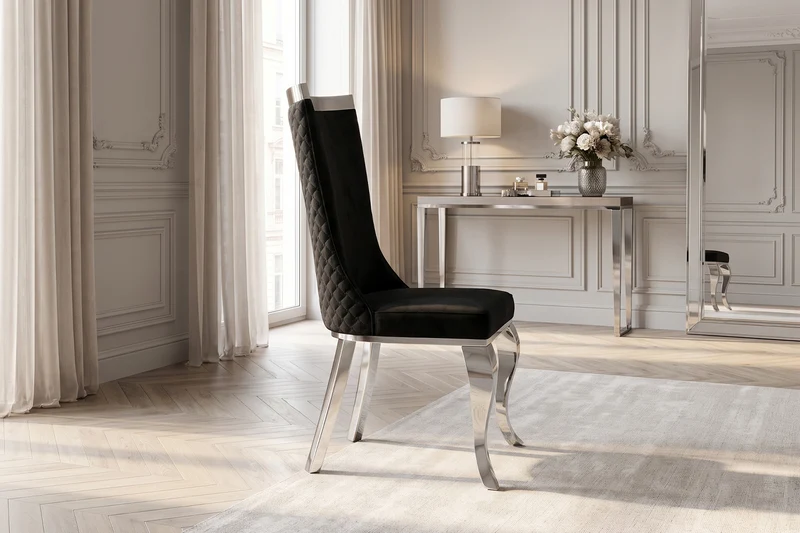 KAWOLA Esszimmerstuhl SELENA Barock Velvet schwarz