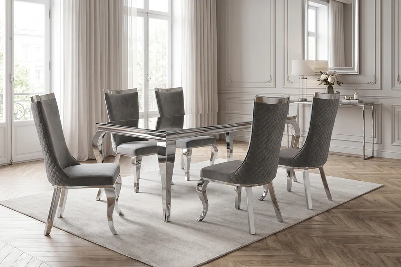 KAWOLA Esszimmerstuhl SELENA Barock Velvet grau