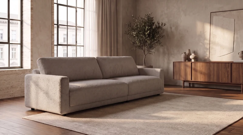 KAWOLA Sofa MARLIN 3-Sitzer Stoff greige