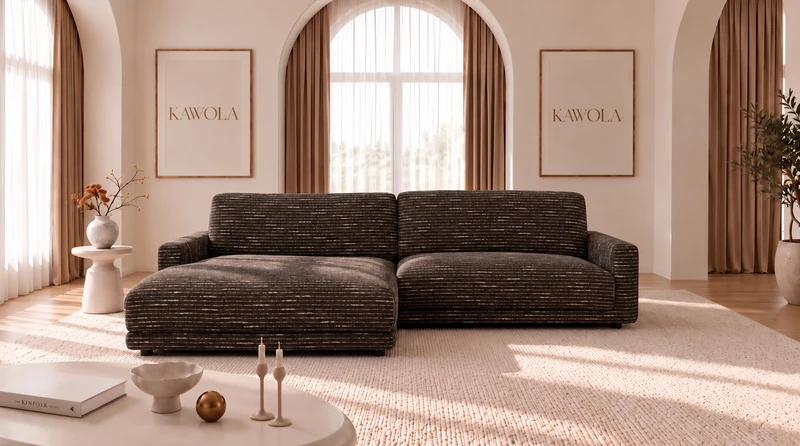 KAWOLA Sofa MARLIN Ecksofa Stoff braun