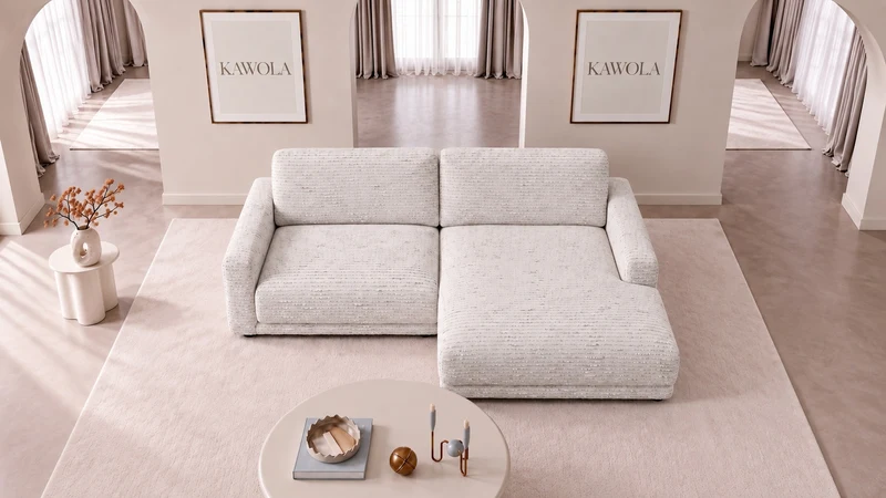KAWOLA Sofa MARLIN Ecksofa Stoff cremeweiß