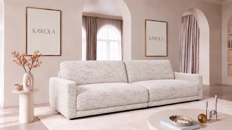 KAWOLA Sofa MARLIN 3-Sitzer Stoff cremeweiß