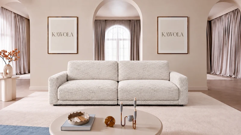 KAWOLA Sofa MARLIN 3-Sitzer Stoff cremeweiß