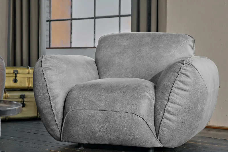 KAWOLA Sessel DAVITO Lederimitat im Vintagelook grau