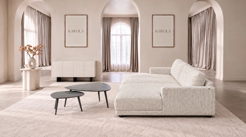 KAWOLA Big Sofa MARLIN Stoff cremeweiß