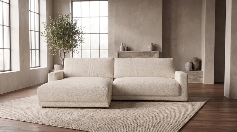 KAWOLA Sofa MARLIN Ecksofa Stoff beige