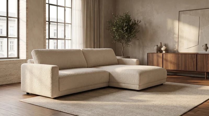 KAWOLA Sofa MARLIN Ecksofa Stoff beige