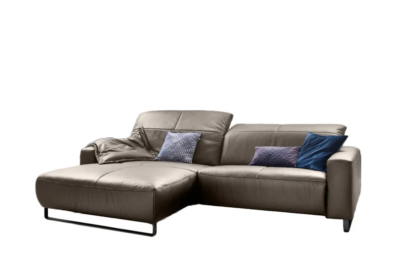 KAWOLA Sofa YORK Leder Recamiere bisquit