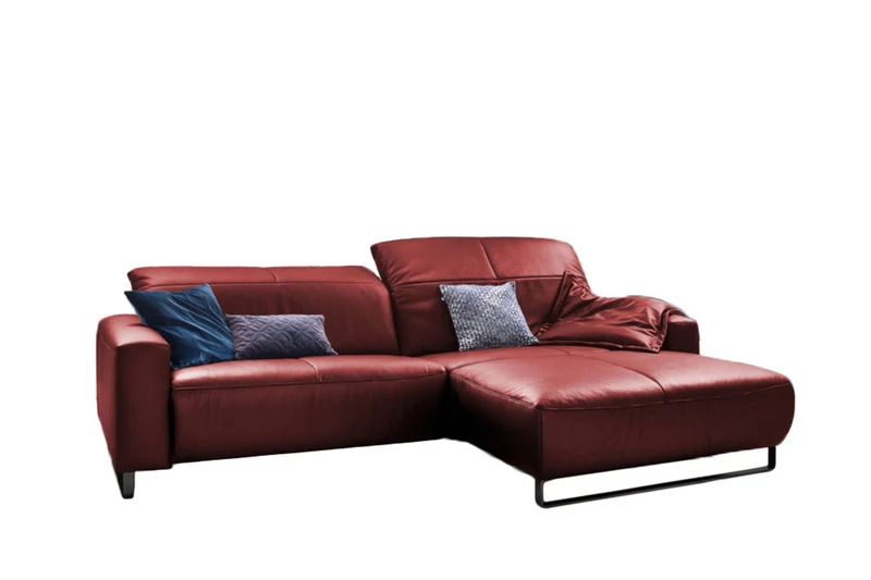 KAWOLA Sofa YORK Leder Recamiere cherry