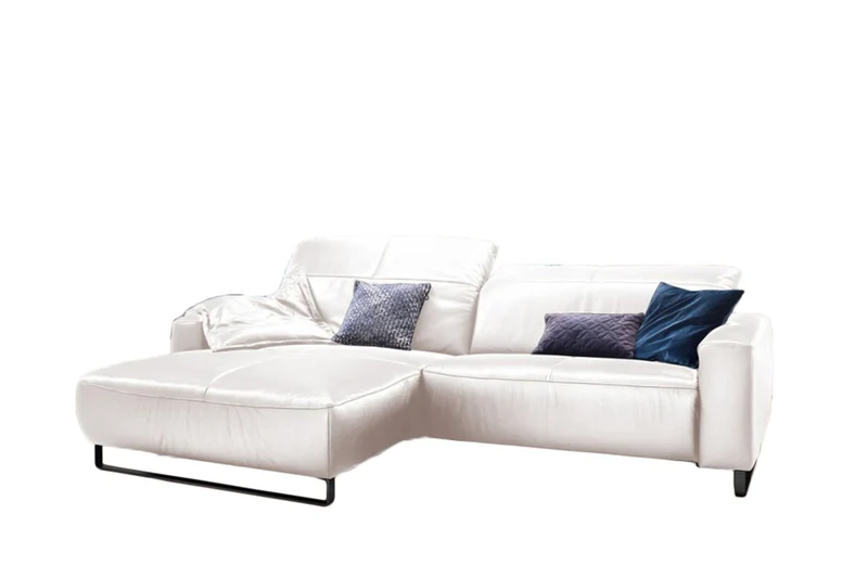 KAWOLA Sofa YORK Leder Recamiere bianco