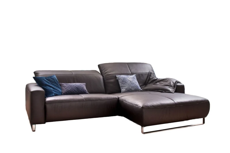KAWOLA Sofa YORK Leder Recamiere chocolate