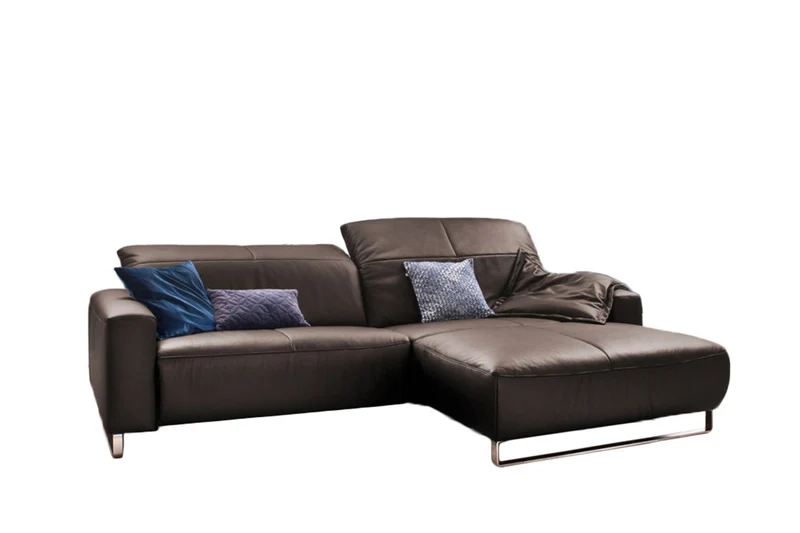 KAWOLA Sofa YORK Leder Recamiere elephant