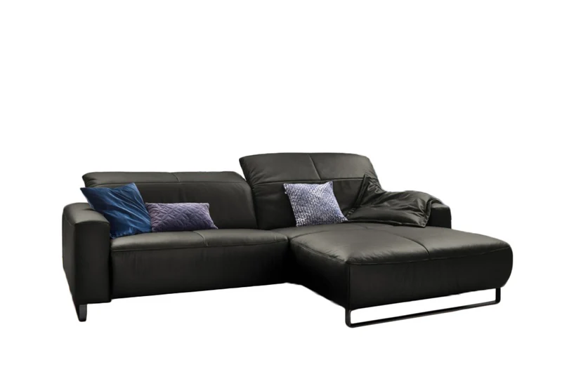 KAWOLA Sofa YORK Leder Recamiere fango