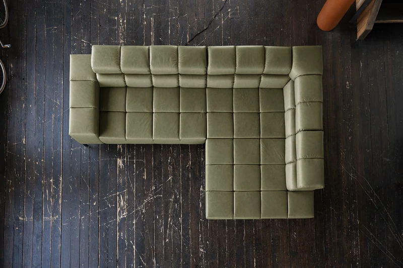 KAWOLA Sofa NELSON Ecksofa Leder olivgrün