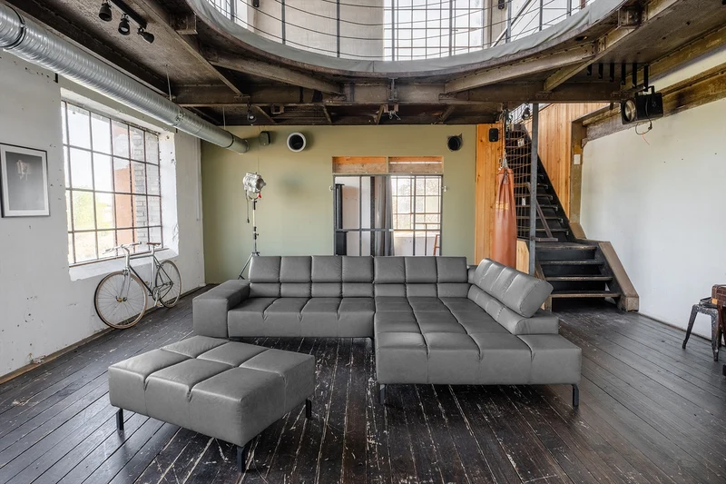 KAWOLA Sofa NELSON Ecksofa Leder anthrazit