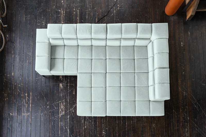 KAWOLA Sofa NELSON Ecksofa Leder hellblau