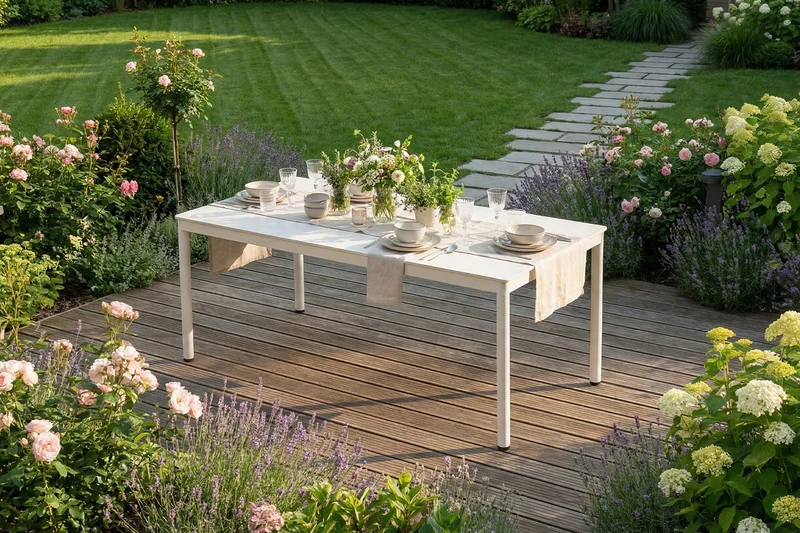 KAWOLA Gartenmöbel Set MIAVA 7-tlg. cremefarben