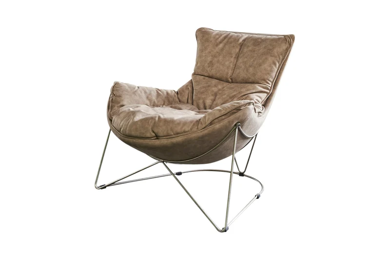 B-Ware KAWOLA Sessel FINA Polstersessel Metallgestell Microfaser beige