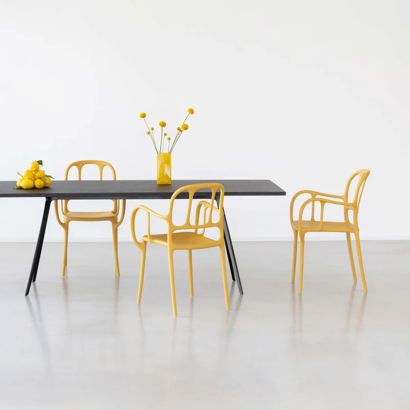Outdoor Stackable Armrest Chair MILÀ by Jaime Hayon for Magis