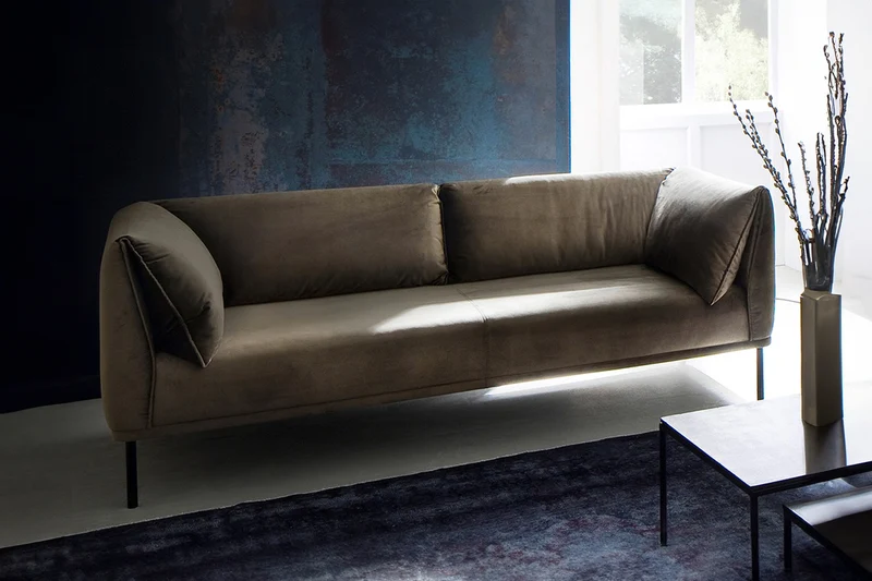 B-Ware KAWOLA Sofa CARRY, 3-Sitzer Stoff olivgrün