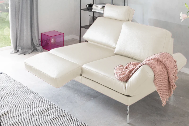 B-Ware KAWOLA Sofa HURRICANE 2-Sitzer Leder weiß