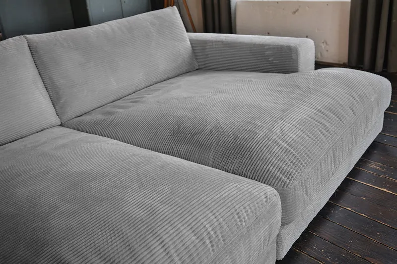 B-Ware KAWOLA Big Sofa MADELINE Cord grau