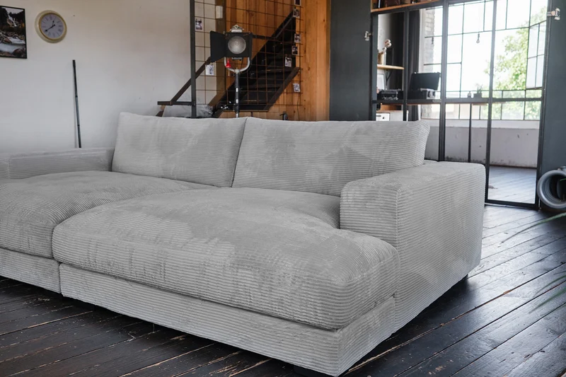 B-Ware KAWOLA Big Sofa MADELINE Cord grau