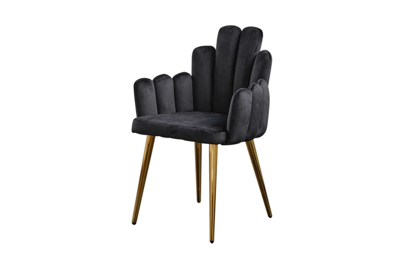 B-Ware KAWOLA Stuhl FREJA Esszimmerstuhl Velvet schwarz Fuß gold