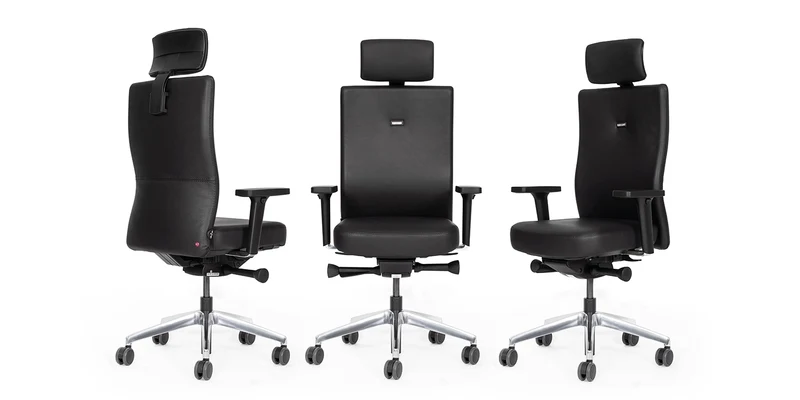 Ergonomischer Bürostuhl Agilis AG10 | Comfort | Leder | mit Kopstütze