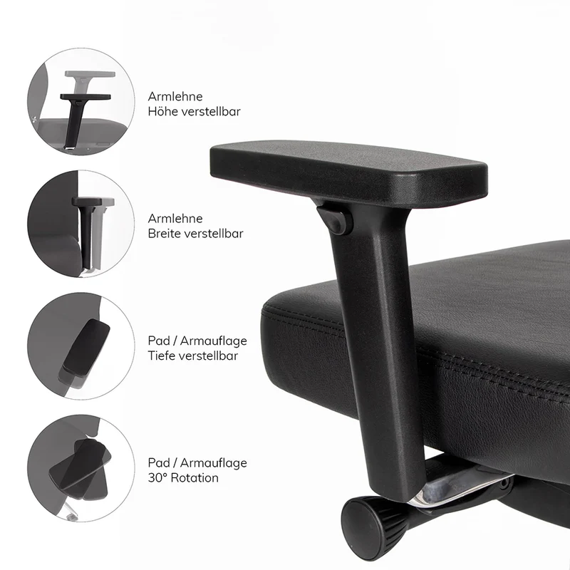 Ergonomischer Bürostuhl Agilis AG10 | Comfort | Leder | mit Kopstütze