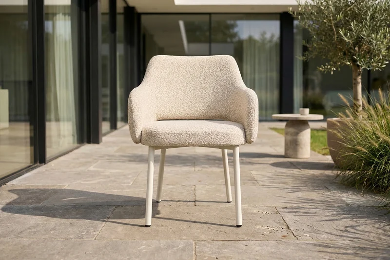 KAWOLA Gartenstuhl AMUR Outdoor Stoff cremefarben