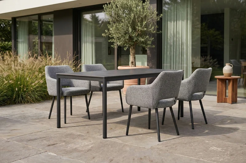 KAWOLA Gartenstuhl AMUR Outdoor Stoff grau