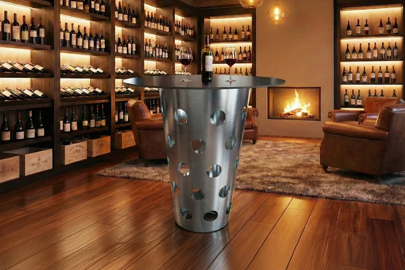 KAWOLA Tisch VINO Bartisch Keramik schwarz Gestell gebürsteter Edelstahl silber