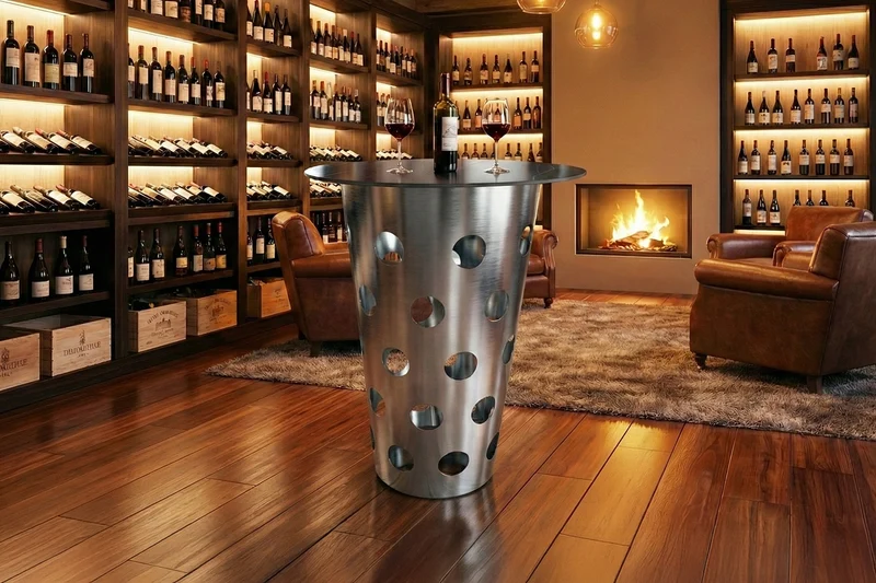 KAWOLA Tisch VINO Bartisch Keramik schwarz Gestell gebürsteter Edelstahl silber