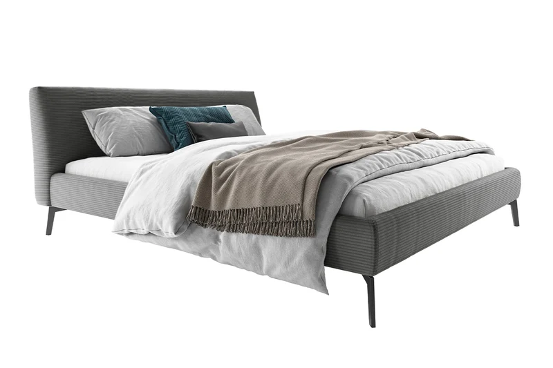 KAWOLA Bett VALERIE Polsterbett Cord grau 180x200cm