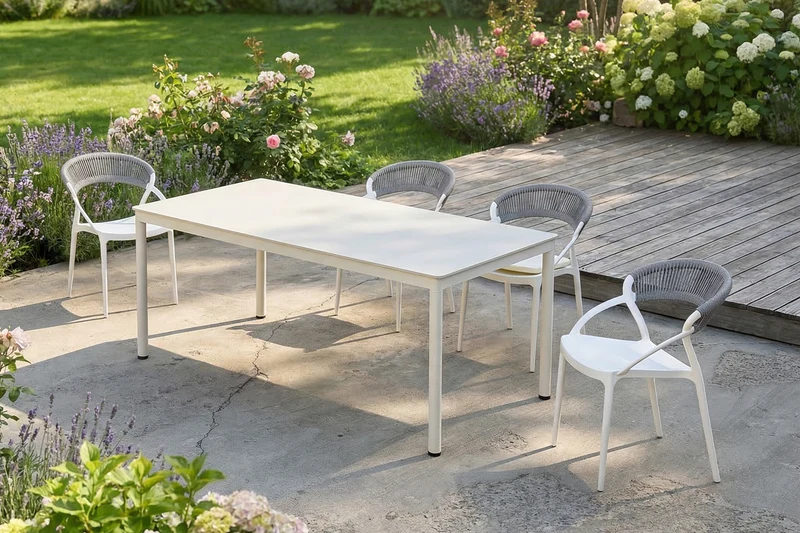 KAWOLA Gartentisch LONGA Outdoor Keramik hellgrau 180x90 cm