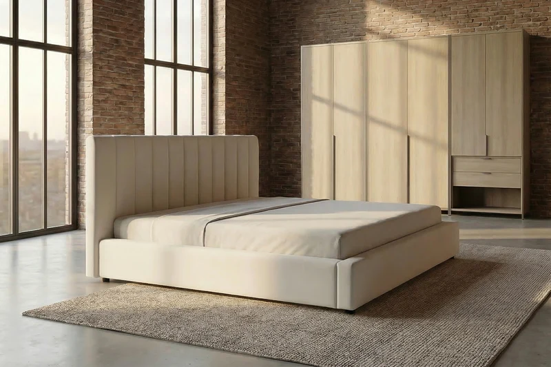 KAWOLA Bett CATTURA Polsterbett Velvet creme