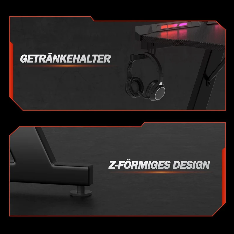 RGB-Gamingtisch mit Z-Gestell