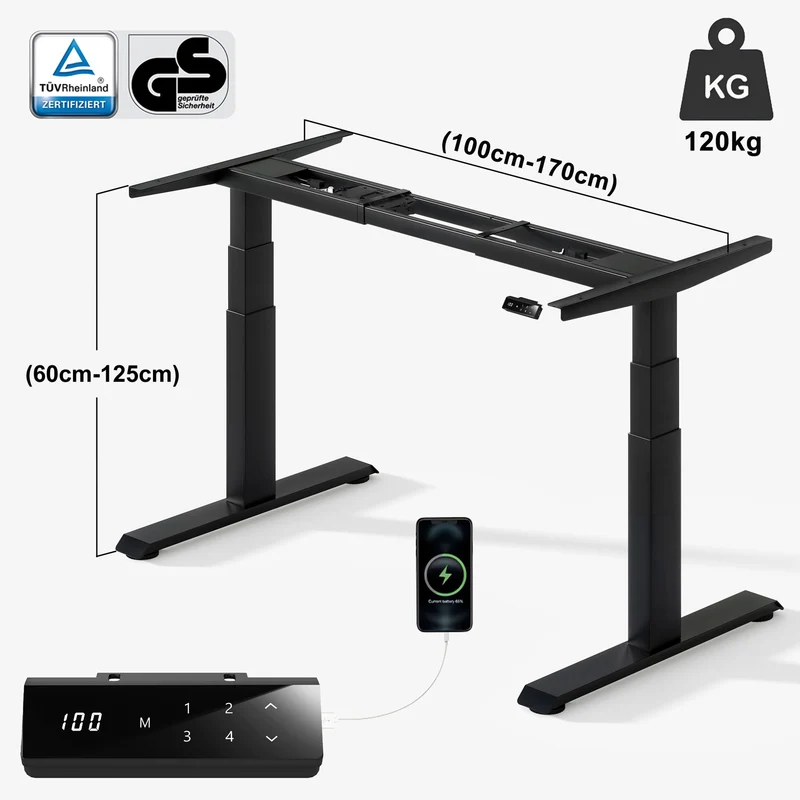 Furniwell Dual Ultra X Pro Höhenverstellbares Tischgestell