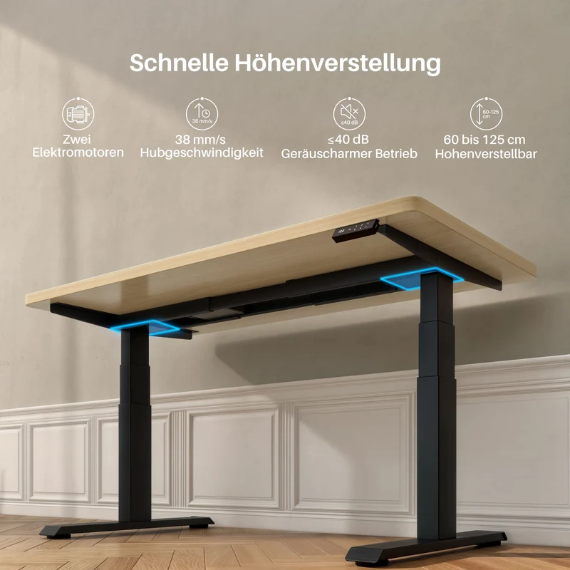 Dual Ultra X Tischgestell mit Premium Elektrisch Höhenverstellbarer Schreibtisch