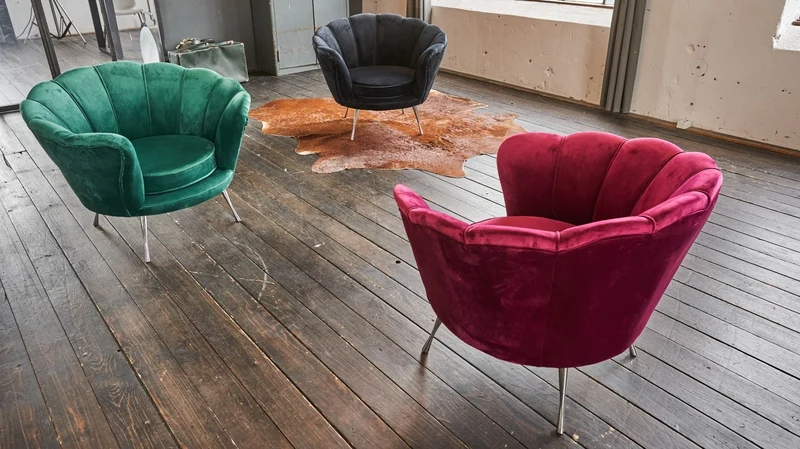 KAWOLA Sessel NARLA Polstersessel Velvet schwarz