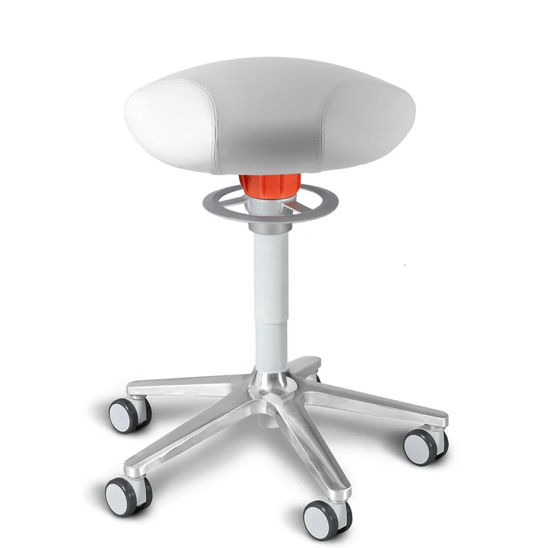 KÖHL ONGO Roll Triangel | Kunstleder | Weiß Alu | ergonomischer Sitzhocker | Arbeitshocker