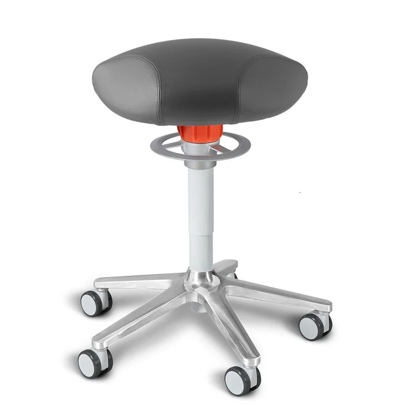 KÖHL ONGO Roll Triangel | Kunstleder | Weiß Alu | ergonomischer Sitzhocker | Arbeitshocker