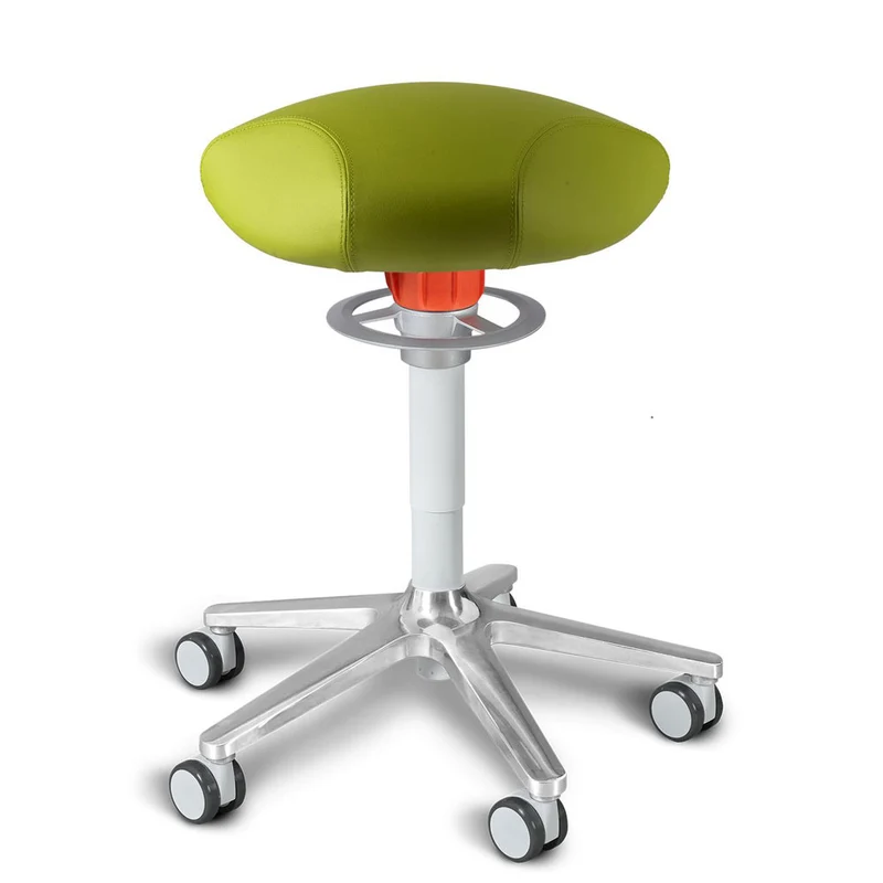 KÖHL ONGO Roll Triangel | Kunstleder | Weiß Alu | ergonomischer Sitzhocker | Arbeitshocker