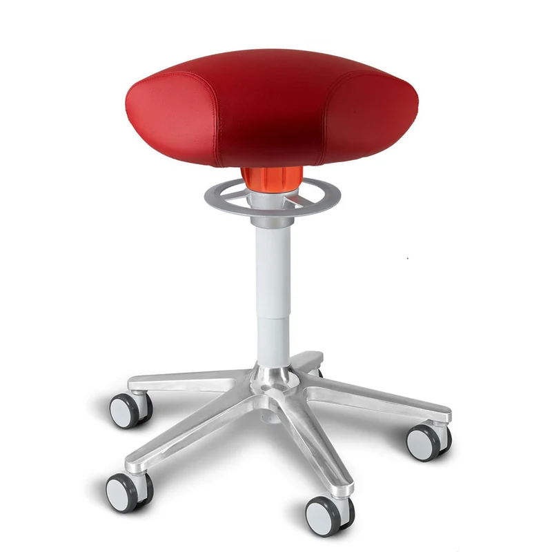 KÖHL ONGO Roll Triangel | Kunstleder | Weiß Alu | ergonomischer Sitzhocker | Arbeitshocker