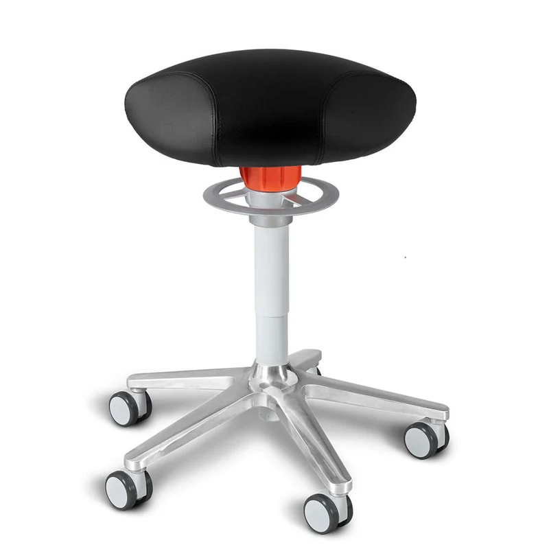 KÖHL ONGO Roll Triangel | Kunstleder | Weiß Alu | ergonomischer Sitzhocker | Arbeitshocker