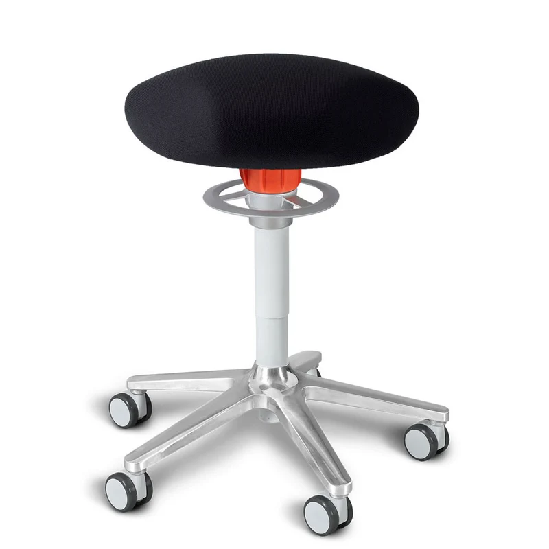 KÖHL ONGO Roll Triangel | Stoff | Schwarz Alu | ergonomischer Sitzhocker | Arbeitshocker